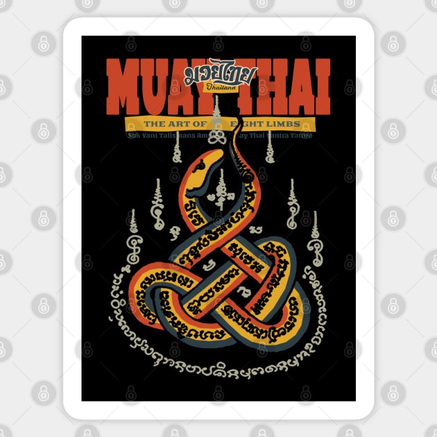 Vintage Muay Thai Tattoo Snake Sticker by KewaleeTee